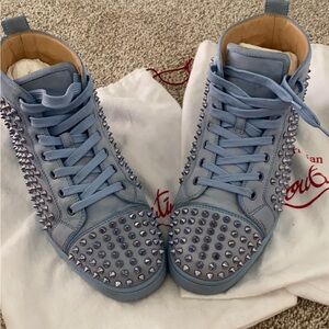 Christian Louboutin Blue Studded High-Top Sneakers